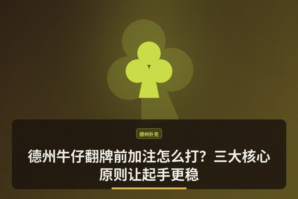 德州牛仔翻牌前加注怎么打？三大核心原则让起手更稳